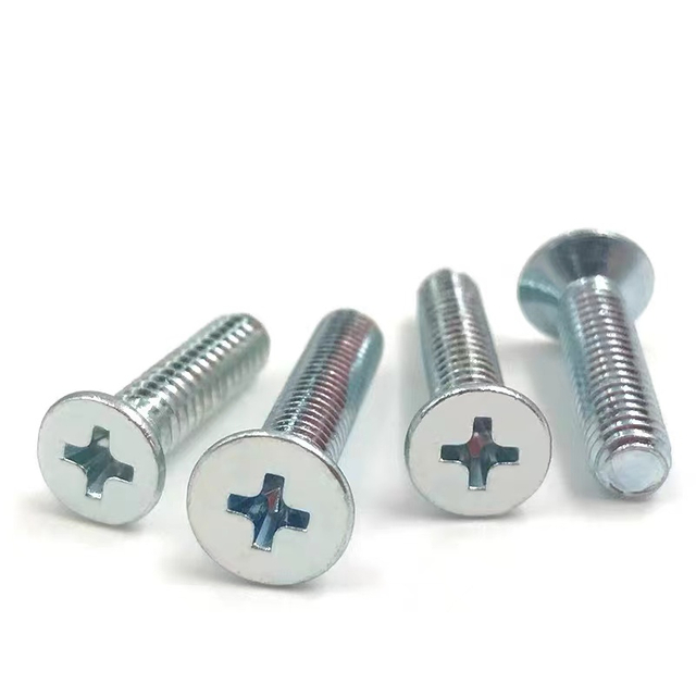 Carbon steel machine screw flat phillips head zincplated