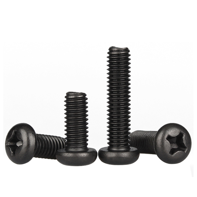 DIN 7985 Carbon steel machine screw phillips recess drive pan head black finish
