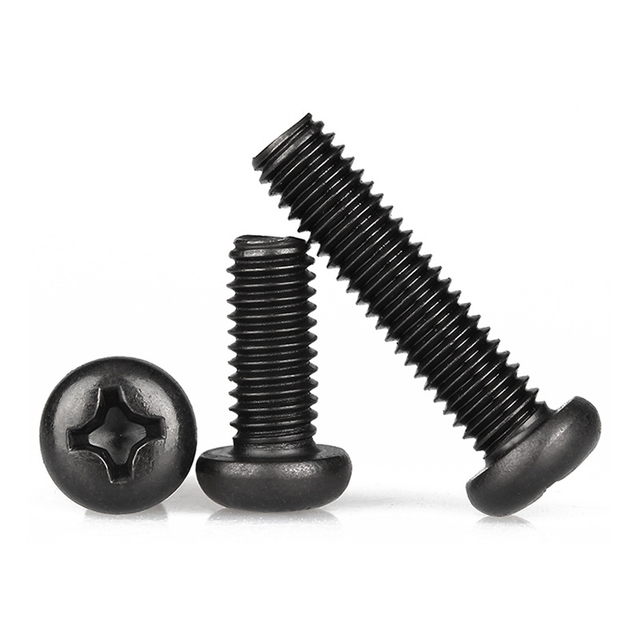 DIN 7985 Carbon steel machine screw phillips recess drive pan head black finish